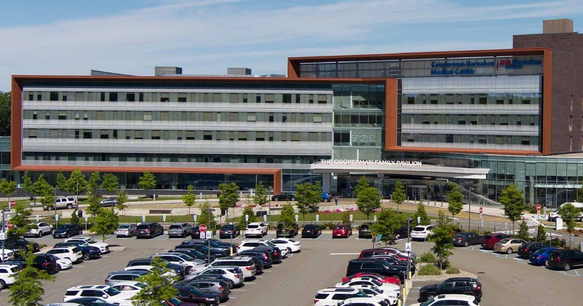 Cooperman Barnabas Medical Center's glass-and-brick pavilion